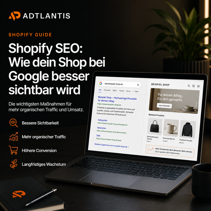 Shopify SEO Guide von ADTLANTIS für bessere Google Sichtbarkeit eines Online-Shops